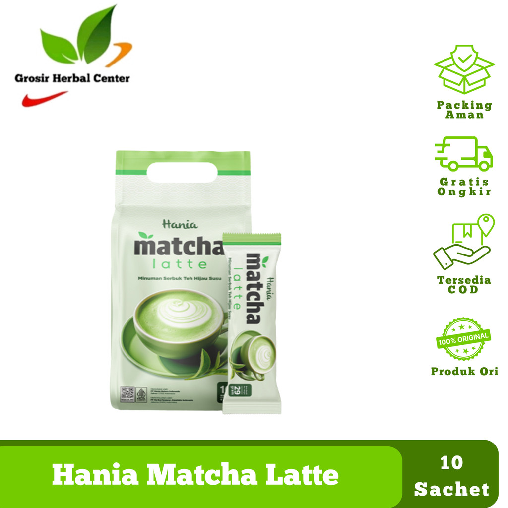 Hania Matcha Latte HNI Original - Minuman Teh Hijau Susu Bubuk Sachet BPOM