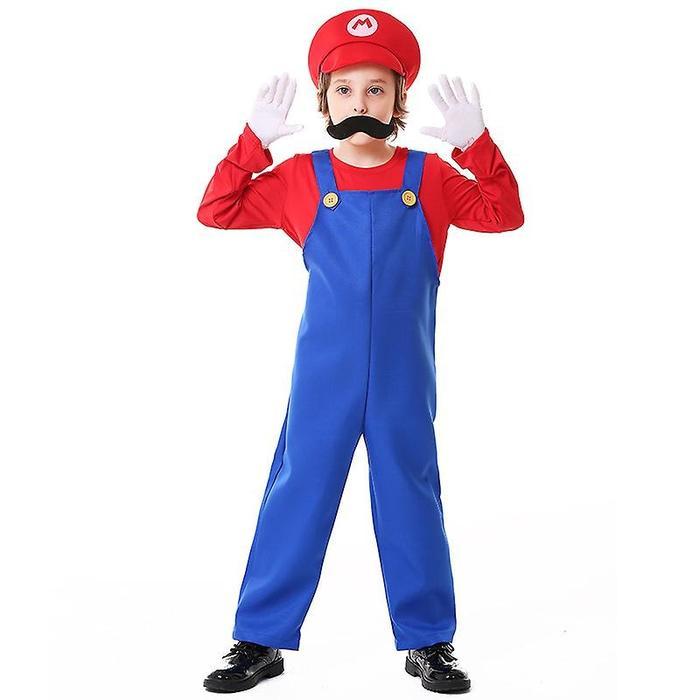 Kostum Super Mario Bros Luigi Baju Cosplay Karakter Anak - Mario Bros Boy, S