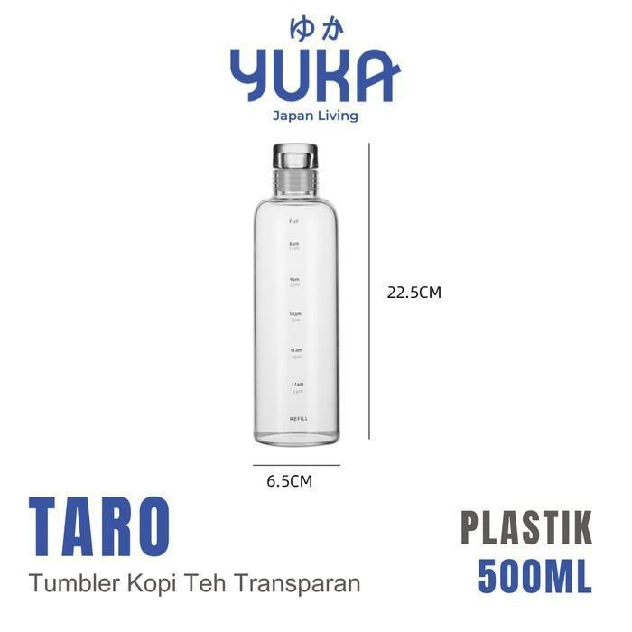 PROMO YUKA Tumblr Kaca Aesthetic Transparan Botol Air Minum FREE Sleeve - 500ml Plastik