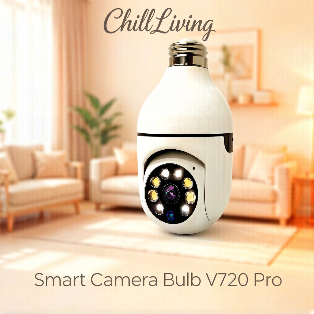 ChillLiving Smart Camera Bulb V720 Pro - CCTV AI 360° 1080P, Kontrol via HP, Deteksi Gerak & Suara