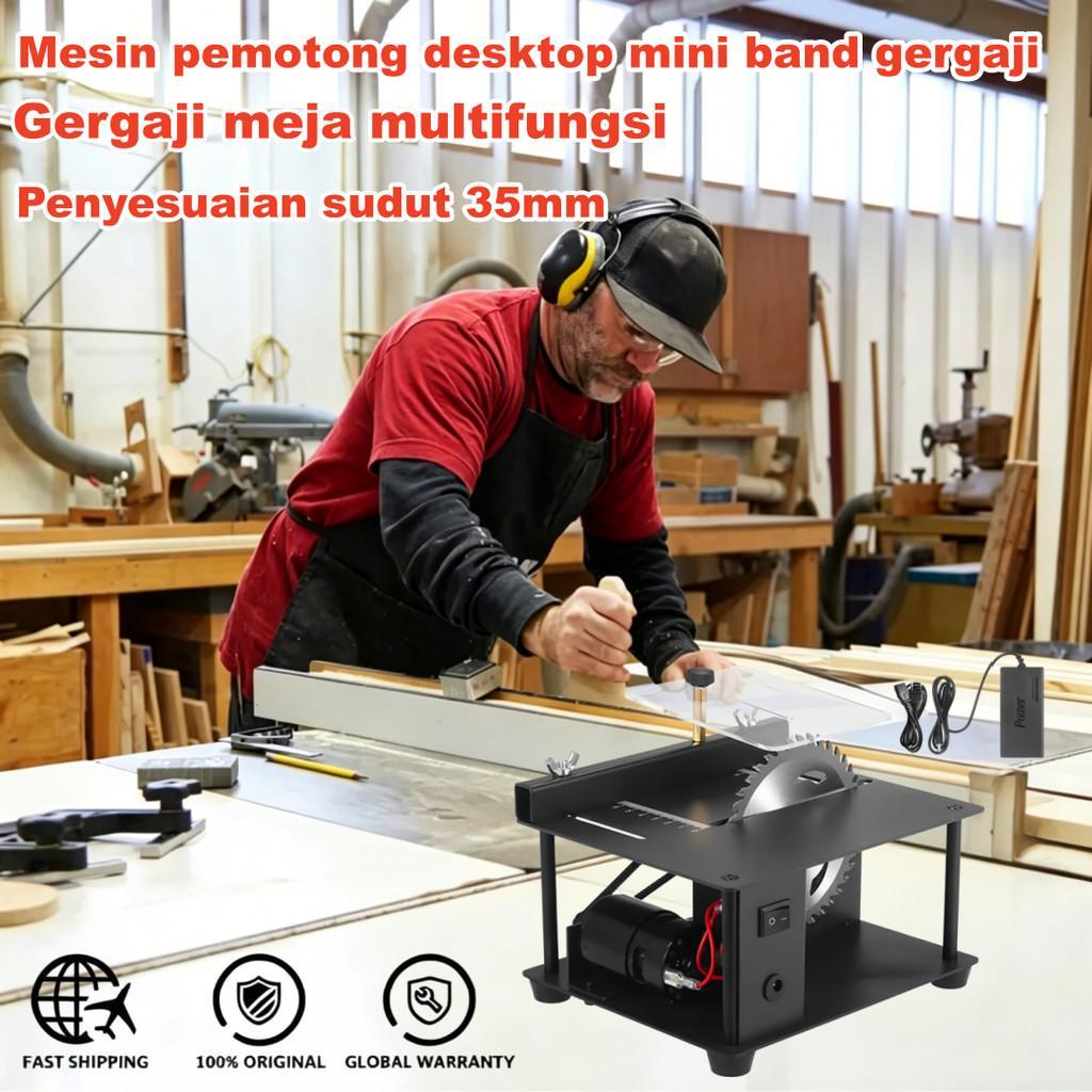 Gergaji Meja Multifungsi, Mesin Pemotong Meja Mini dengan Pisau Gergaji Dapat Disesuaikan Kecepatan 