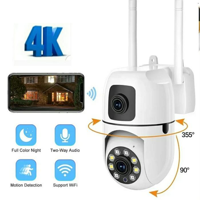 V380 Dua Lens Kamera CCTV Outdoor PTZ Kontrol CCTV outdoor