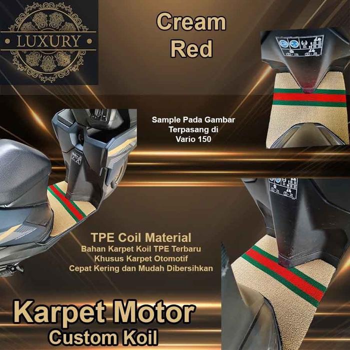 Karpet Motor MIO Soul Karbu Karpet LUXURY Mie Custom Koil Karpet Bihun karpet motor beat - cream red