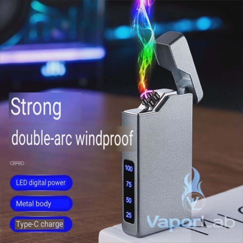 korek api usb electric double plasma arc electric rechargeable lighter polos gift box || Anisa Light