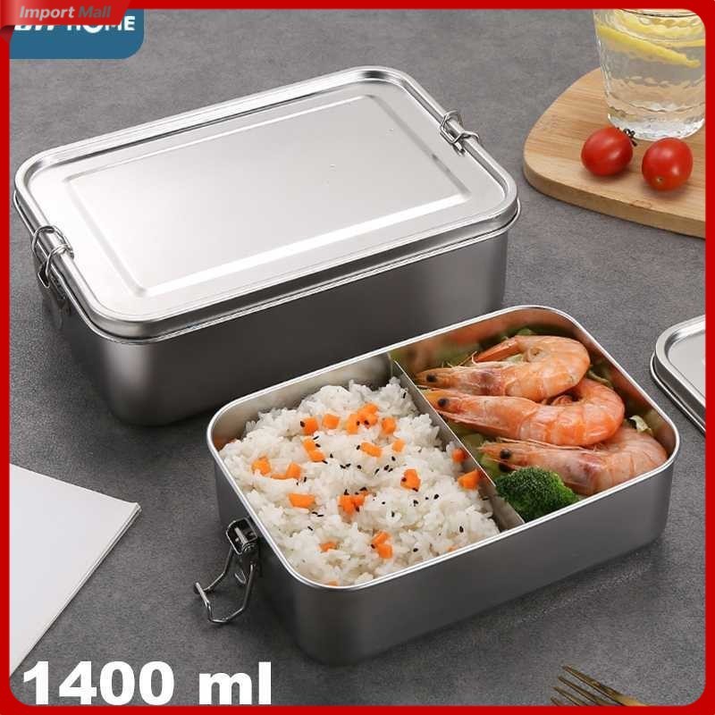 TaffHOME Kotak Makan Lunch Box Stainless Steel 2 Grid 1400ml - UP-14