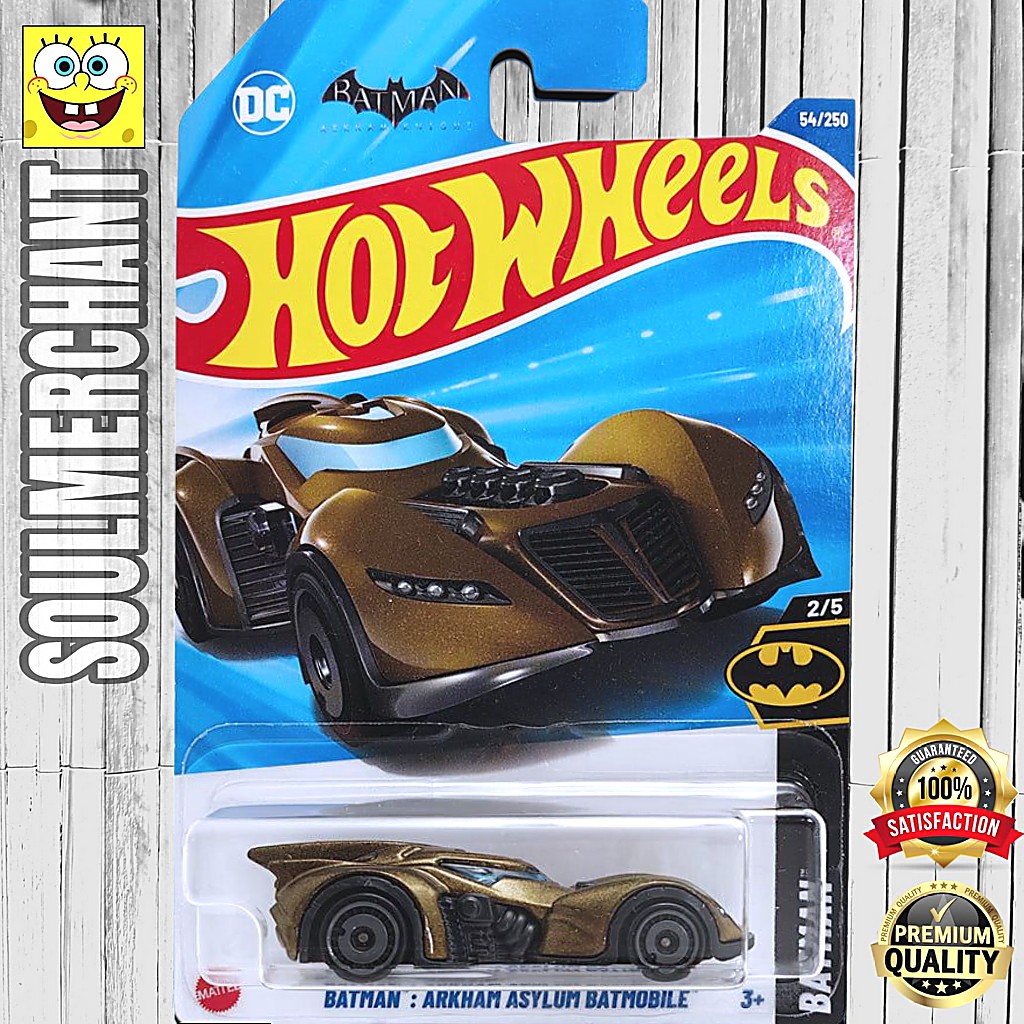 Hot Wheels Batman Arkham Asylum Batmobile Emas Diecast Mobil Batman