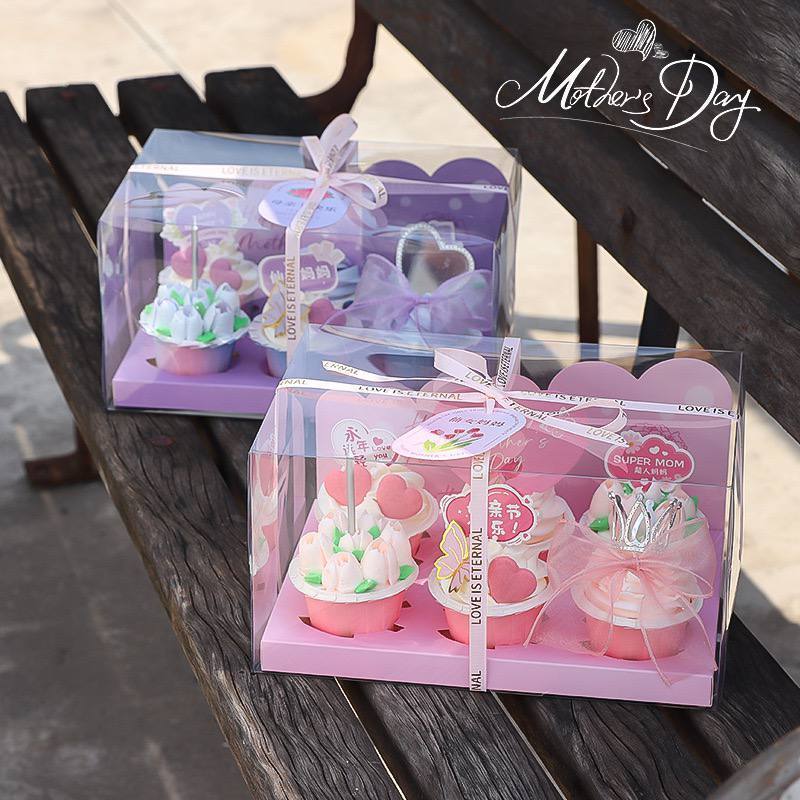Box Hampers Cupcake Edisi Hari Ibu/ Box Sekat Cupcake / Cake Topper Mini Cupcake Mothers Day/