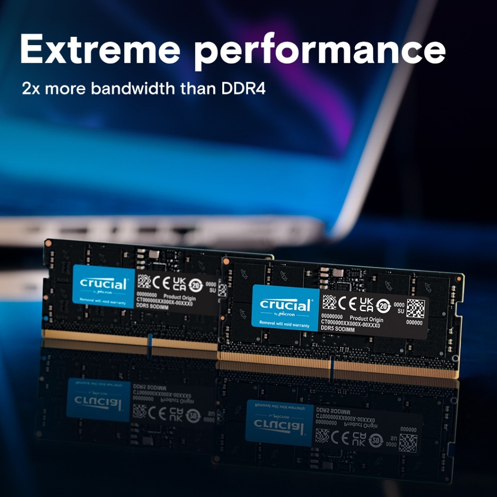 Crucial RAM Sodimm 8GB DDR5 5600MHz - Crucial RAM Sodimm 16GB DDR5 5600MHz - Garansi Resmi ASTRINDO 