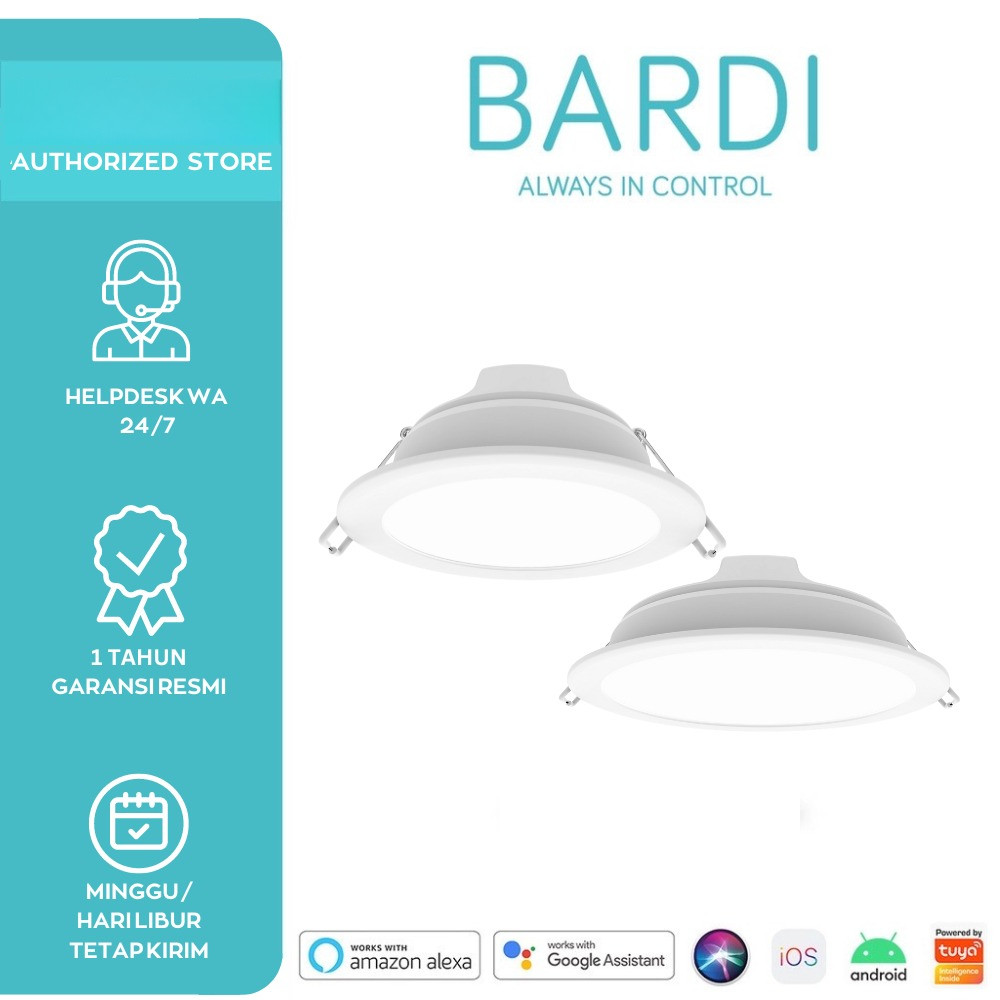 Lampu Downlight Beacon BARDI 8W / 14W RGB WW Panel Smart Light Lampu Pintar Otomatis