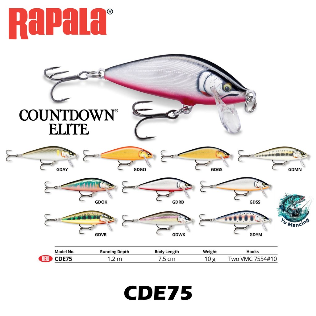 Lure Rapala Countdown Elite CDE75 - Umpan Casting 7.5cm 10gr Depth 1.2-1.5 m