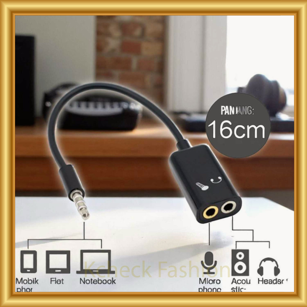 Microphone Headphone Audio Splitter 3.5mm ke 2 x 3.5mm -LM837