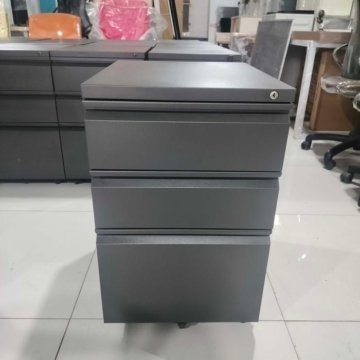 Laci Sorong DRAWER NAKAS BESI Meja Printer Sudut PARTISI 3 Laci (Kurir INSTANT) - ABUTUA