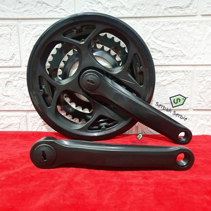 GEAR GIR CRANK DEPAN TENGAH SEPEDA MULTI SPEED 3 SUSUN BB KOTAK 3SP MTB HITAM BESI - TURANZA