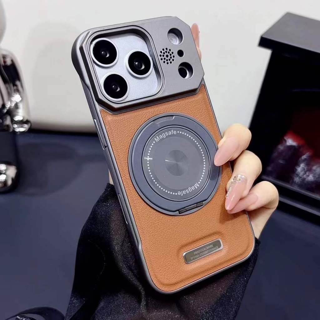 Luxury Magnetic Leather Aromatherapy Case For iPhone 12 13 14 15 16 17 Pro Max Rotate Bracket Wirele