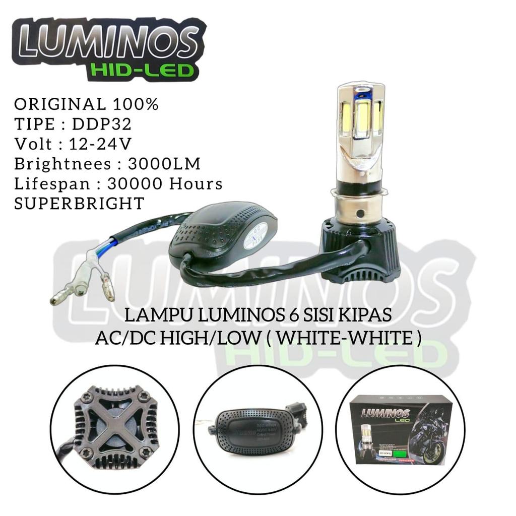 [QUEEN] LAMPU LED LUMINOS ORIGINAL 6 SISI LAMPU DEPAN LED AC / DC MOTOR MERK LUMINOS ORIGINAL