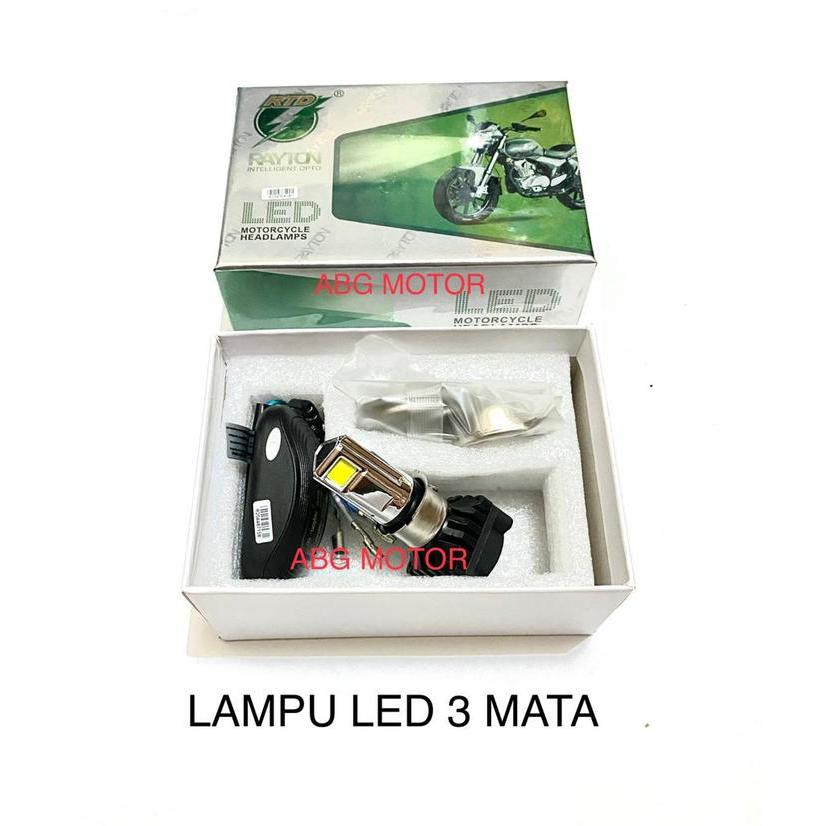 BOLA LAMPU DEPAN MOTOR LED 3 MATA UNIVERSAL RTD