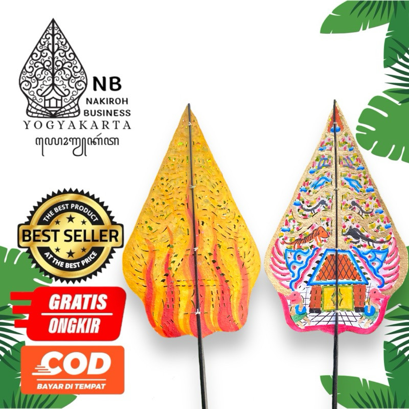 MAKRIFAT DIGITAL Miniatur Wayang Kulit Asli -+45cm Gunungan Wayang Bahan Kulit Sapi Ukuran Mini