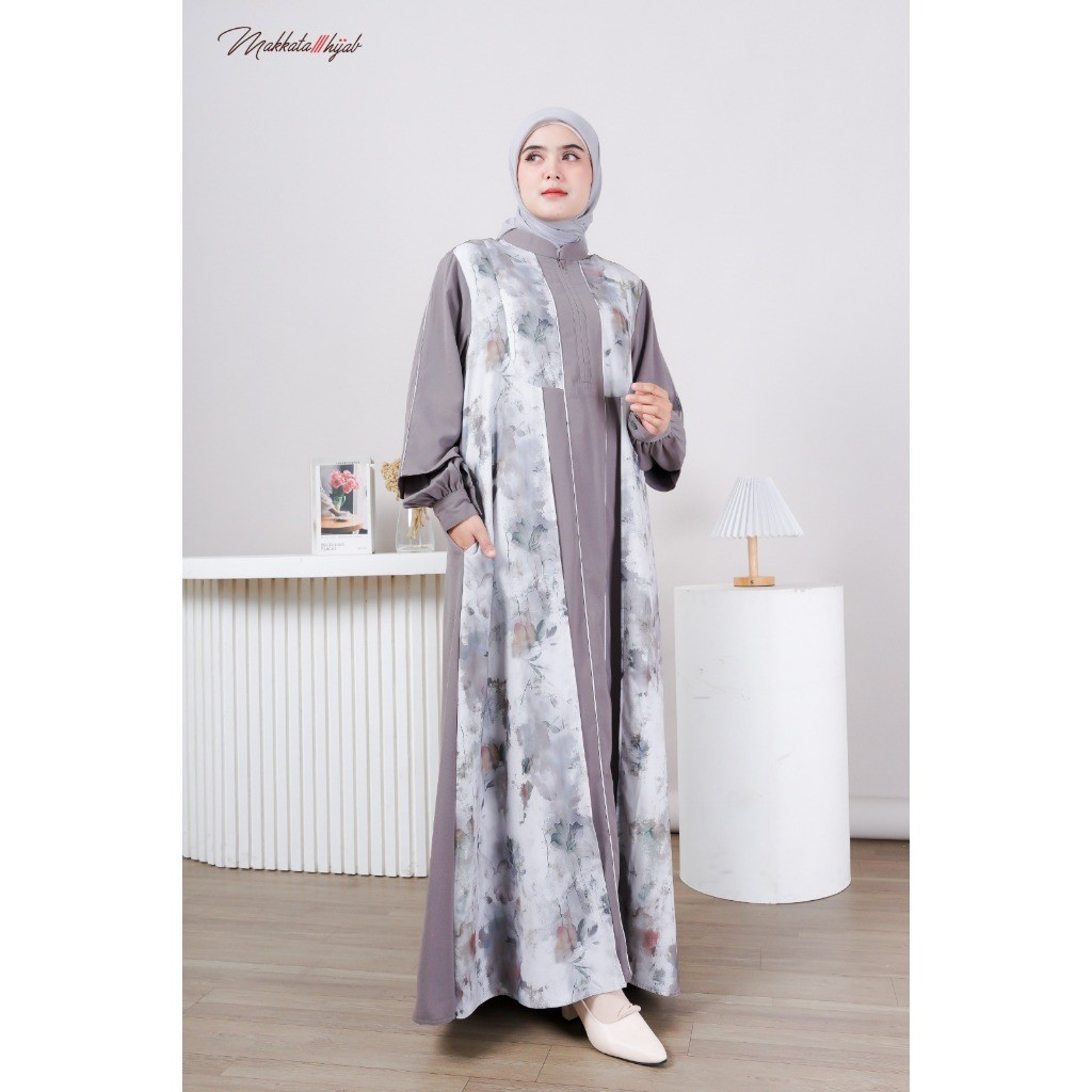 Nuvira Dress Abaya Gamis Wanita Cewek Fashion Muslim Kekinian Terbaru 2025 Elegan Mewah Butik Ori Ke