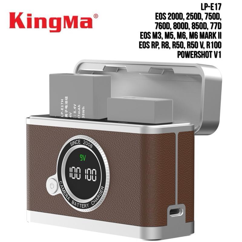 KingMa Charger Box 2 Slot Baterai Dual Slot Charging Storage Case for LP-E17 Battery Compatible with