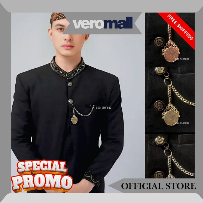 Bros Beskap Pria Jawa Sunda Betawi/Bros Rantai Jas/Bros Cowok/Bros Baju Adat Laki Laki/Baju Adat Per