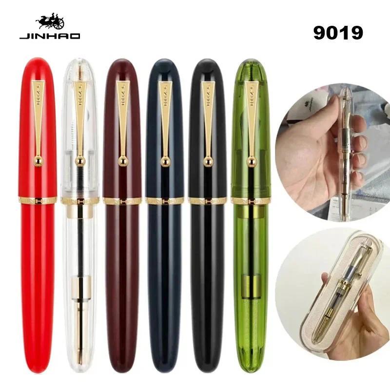 Luxury JinHao 9019 Dadao Fountain Pen Acrylic Transparent Spin Pen 40MM Nib Stationery Office Sool S