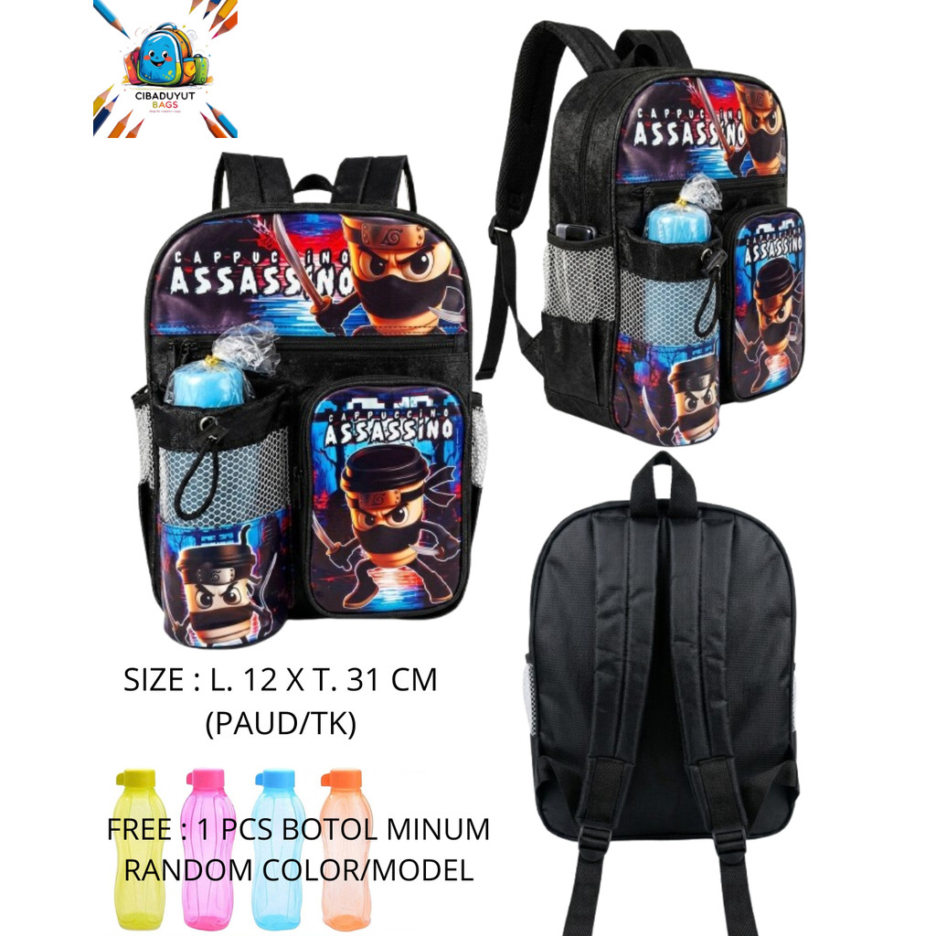 TAS RANSEL ANAK PAUD & TK ASSASINO CAPPUCINO, ROBLOX TAS RANSEL ANAK PAUD & TK LAKI-LAKI BERHADIAH B