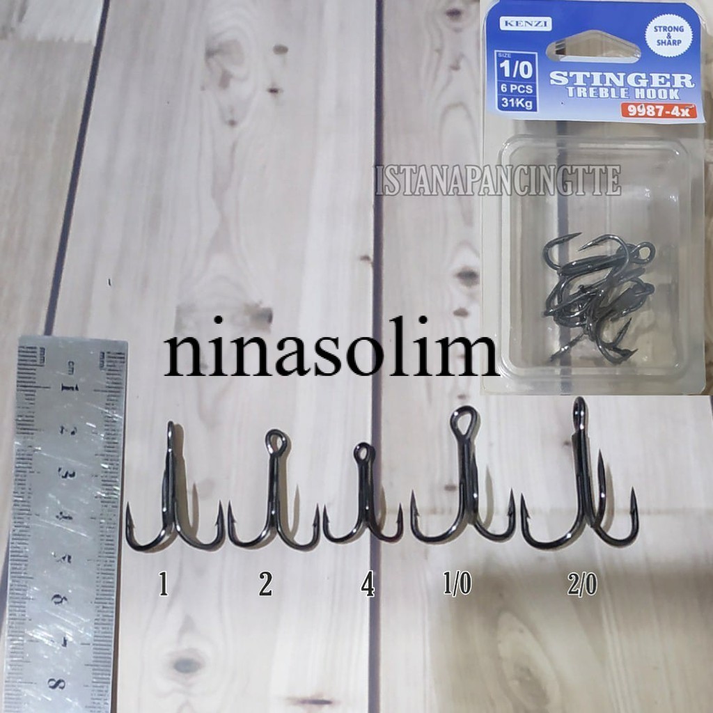 MATA KAIL KENZI STINGER TREBLE HOOK 9987 NO 1,2,4,6,1/0,2/0,3/0 MATA KAIL PANCING CABANG 3 GUMALA MA