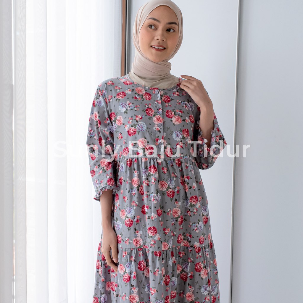 Gamis Muslim Wanita | Dress Wanita Premium | Gamis Sunly Motif Terbaru | LD 108 cm