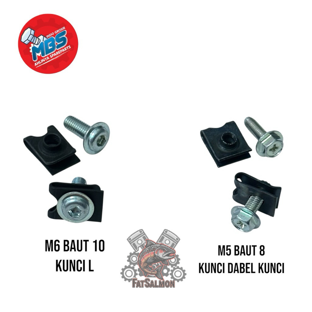 BAUT CLIP KLIP M6 BAUT 10 KUNCI L ddan M5 BAUT 8 FLANGE TOPI DABEL KUNCI ORIGINALTERLARIS
