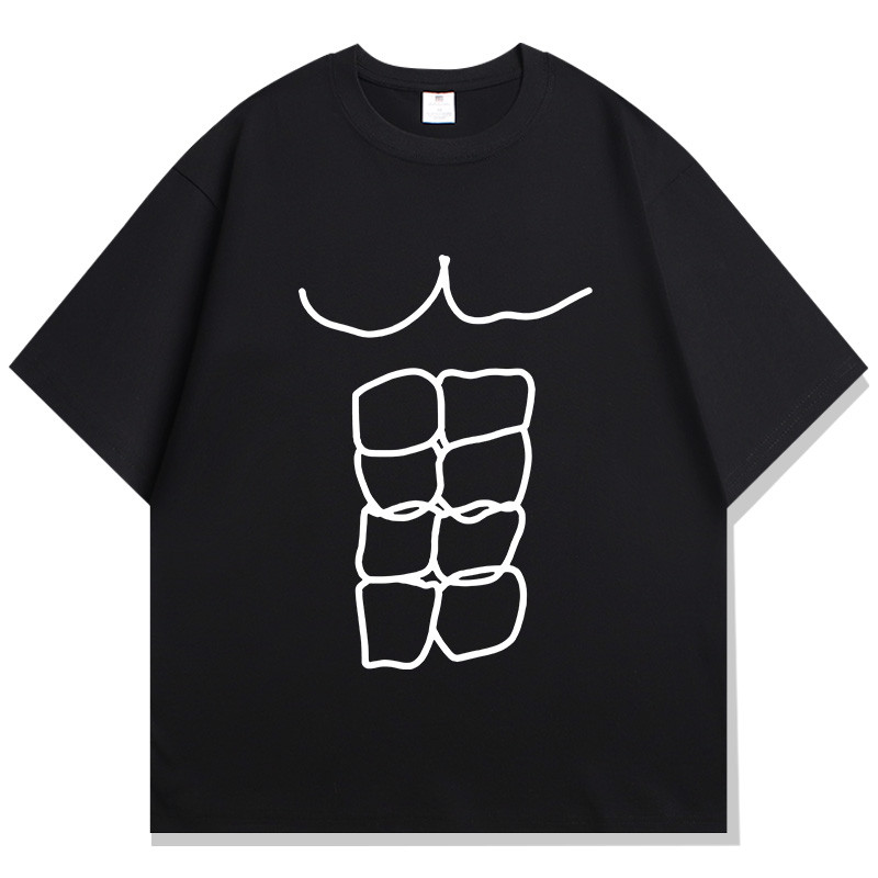 Fun Fitness Abdominal Muscle Print T-Shirt Women's Short Sleeve T-Shirt Women's Sports Top Summer St