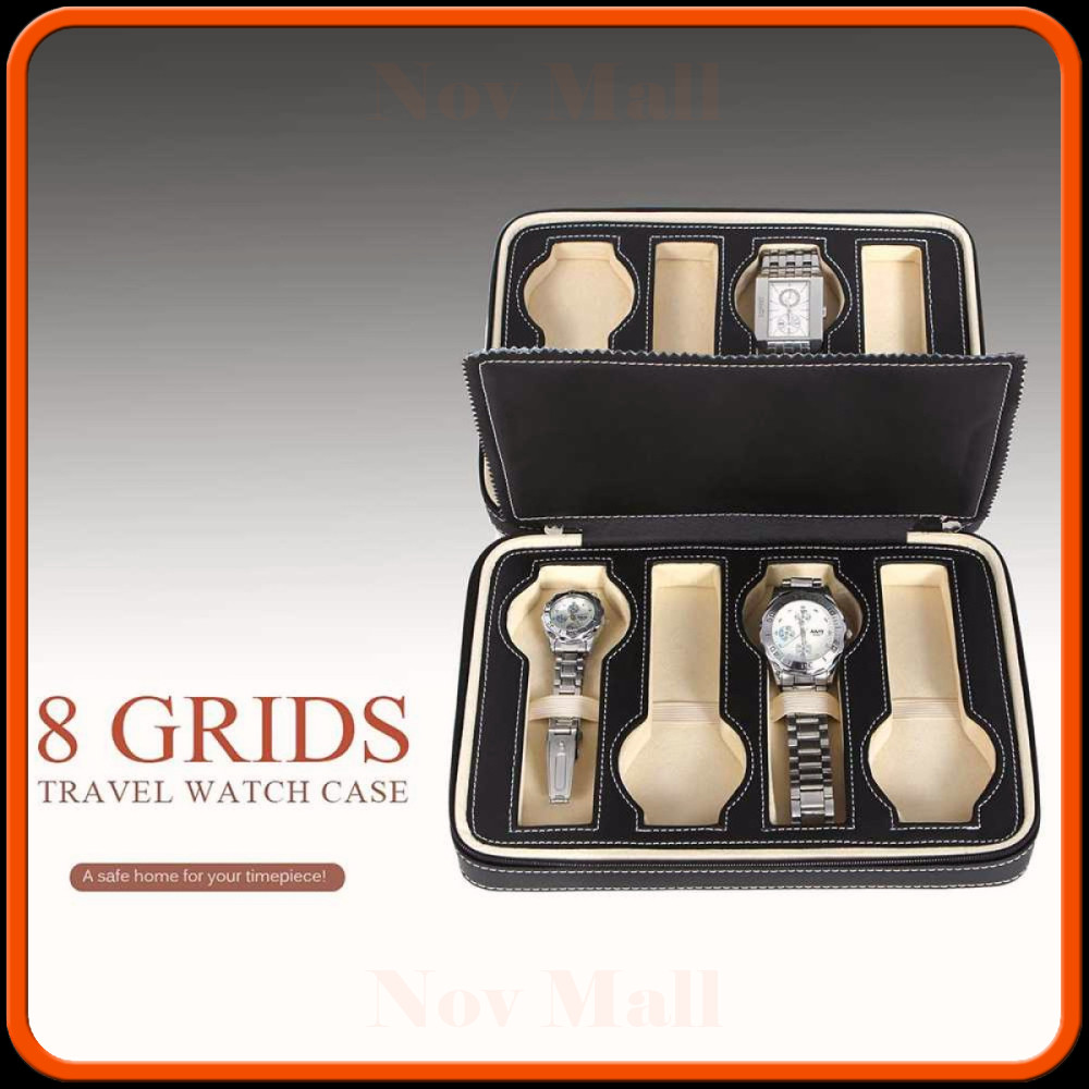 Kotak Jam Tangan Display Box Bahan Kulit 8 Grid - L-001