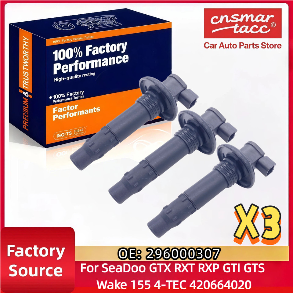For 4-TEC Watercraft Ignition Coil Pack 3PCS 420664020 GTX RXP GTS
