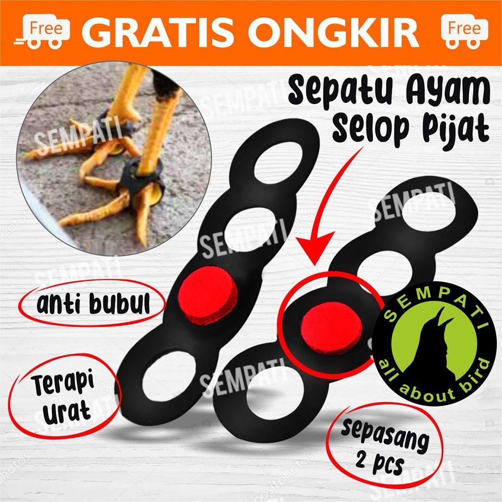 SEMPATI Sepatu Ayam Sepatu Selop Anti Tubug Bahan Karet Alas Kaki Ayam Bungkus Bubul Kaki Ayam Jago 