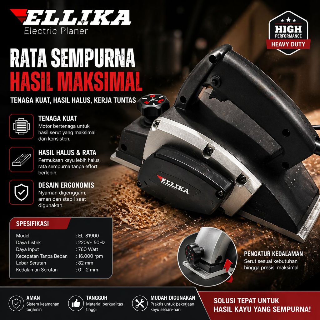 ( ORIGINAL KUALITAS MAKITA ) Electric Planner Mesin ketam serut kayu mesin serut tangan BONCHI