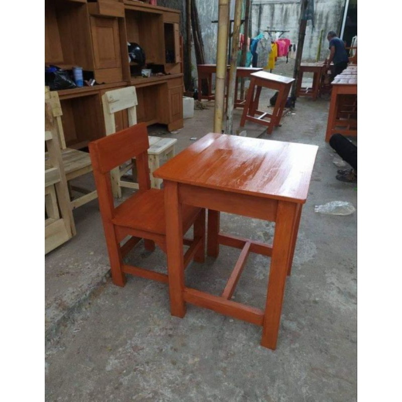 Ready Stok.Meja Sekolah Bangku Sekolah Kayu Mahoni
