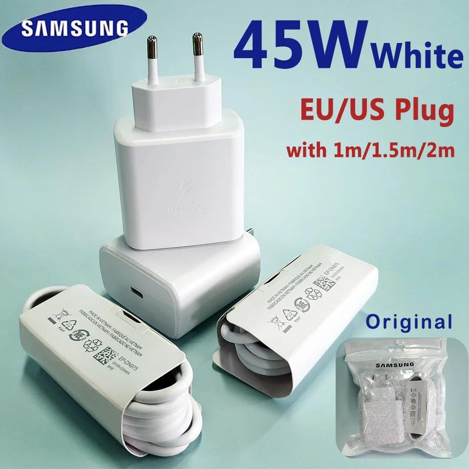 Original Samsung 45w Type C Charger White 25w Super Fast Charging Cargador Galaxy S26 S25 Ultra S24 