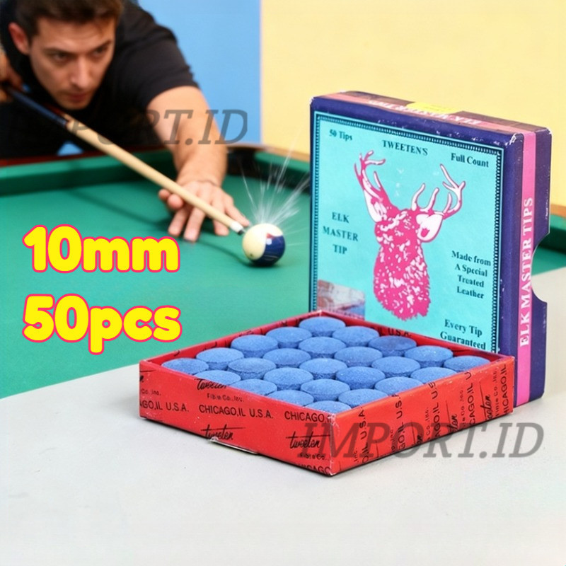 50Pcs ELK Master Tip Billiard Cue Tip Billiard Pool Cue Tip Bilyard / Stick Billiard, Blue Cue Tip S