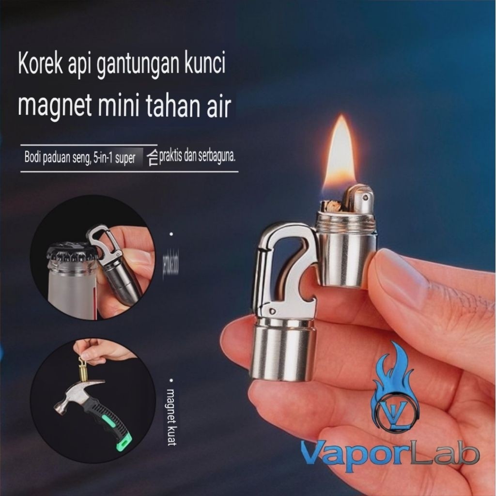korek api minyak mini dengan gantungan kait bukaan botol magnit anti air outdoor waterproof oil ligh