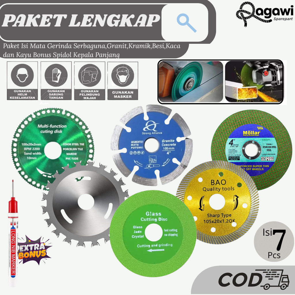 Terbaru Paket Lengkap 6 Pcs Mata Gerinda Gratis Spidol dan Ring Gerinda Mata Gerinda Pemotongan Serb