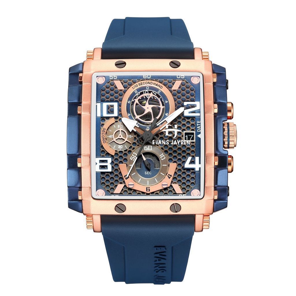 Evans Jayden Jam Tangan Pria 9557 Rubber Silicon Kaca Sapphire Chronograph Water Resistant 5ATM