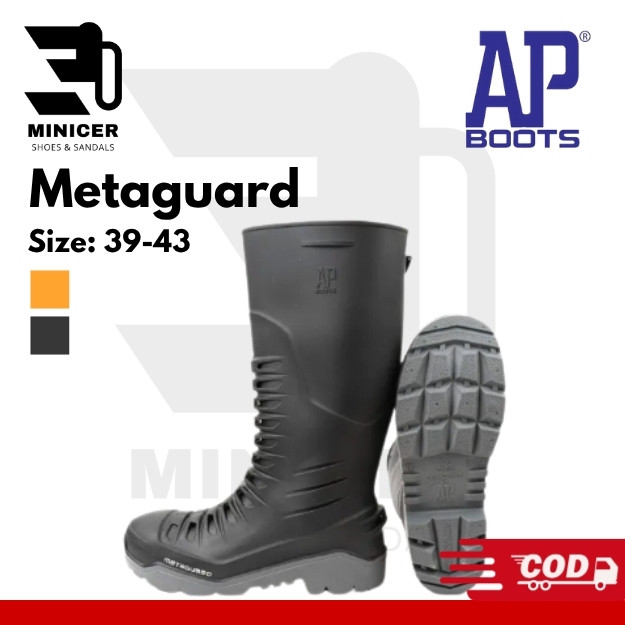 AP Boots Metaguard Original Hitam - Sepatu Boot Safety Tinggi Besi Standar Industri Tambang & Kebun 