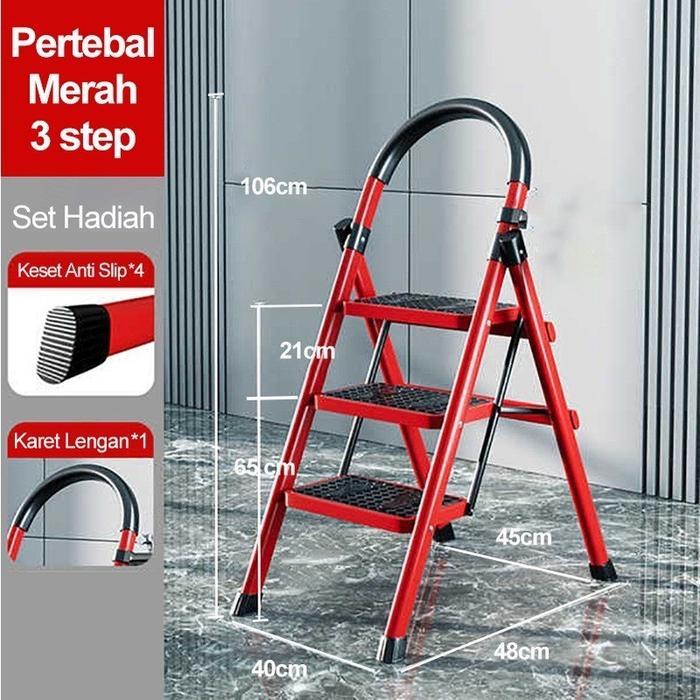 TANGGA LIPAT BESI 4 STEP TANGGA LIPAT PORTABLE MULTIFUNGSI STEP LEDDER - 3STEP