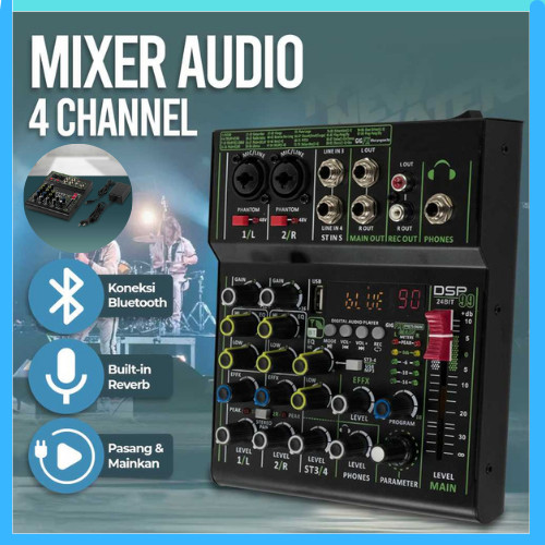 COD CYMIC USB Audio Mixer Bluetooth Karaoke 4 Channel 99 DSP Effects  LM4 DSP / mixer audio mini 4 c