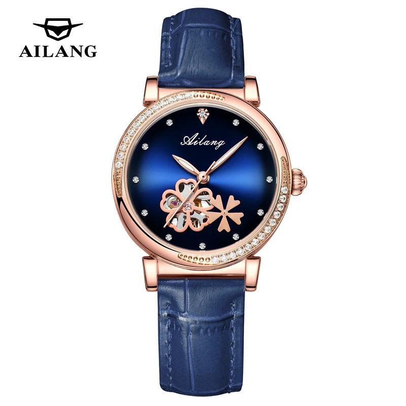 Jam Tangan Wanita AILANG Brand New Luxury Diamond Mechanical Watch for Women Fashion Leather Strap W