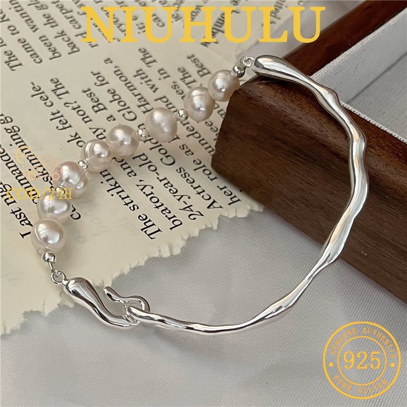 Gelang Setengah Bambu S925 Dengan Tambalan Mutiara