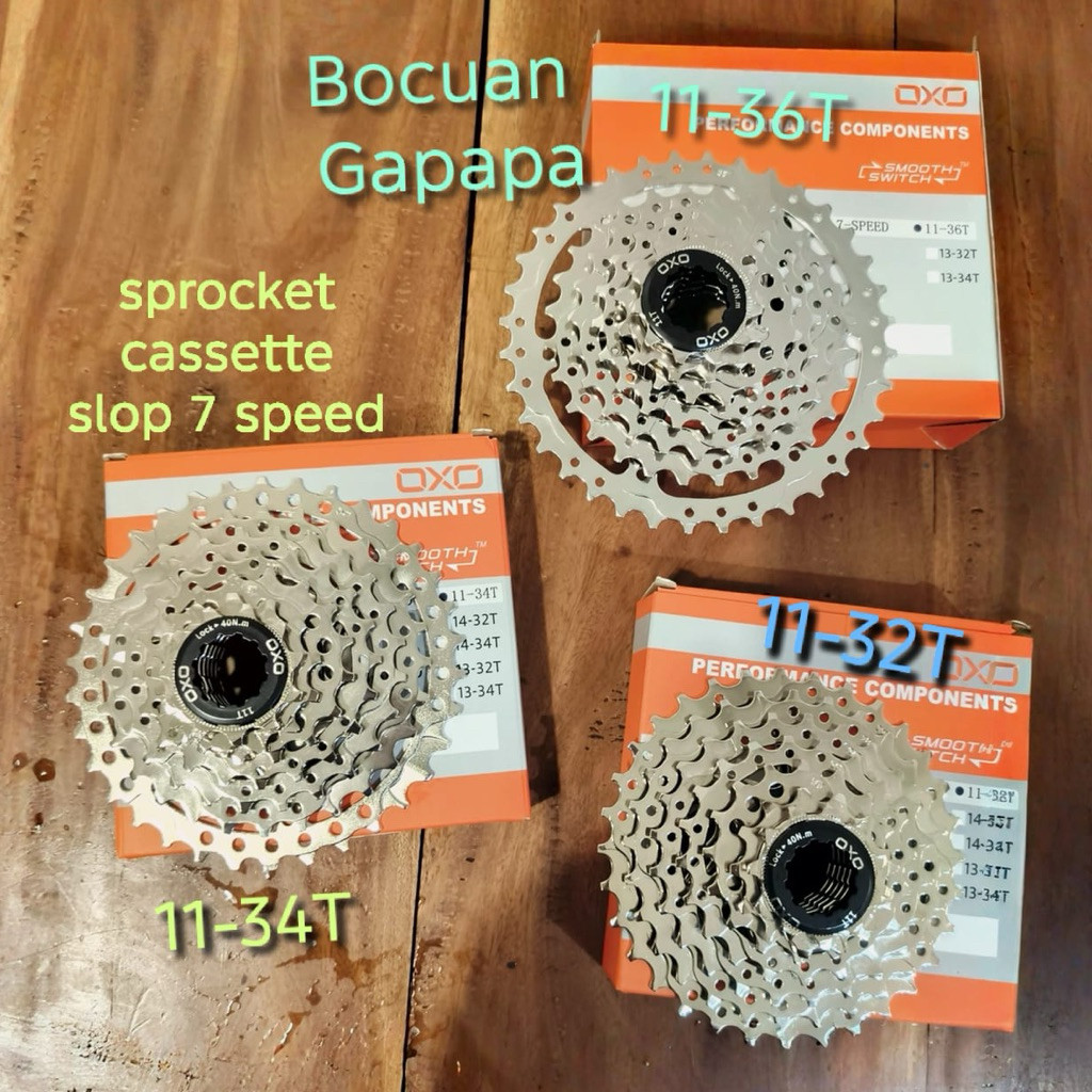 Bugar Yuk|| Sprocket 7 speed cassette slop OXO 11-32T 34T 36T