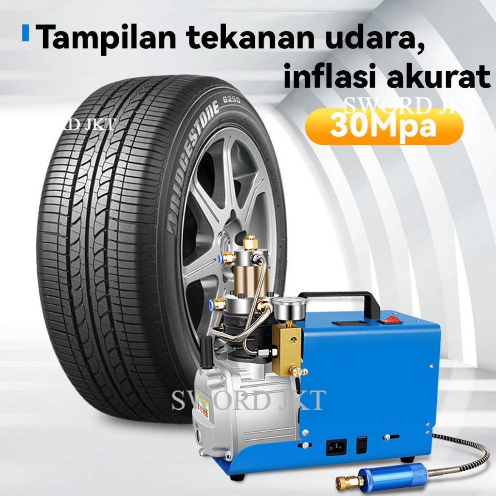 Kompresor Udara Tekanan Tinggi 6000PSI 30MPA 300BAR Otomatis 1800W Auto Stop Pompa Angin Listrik Hig