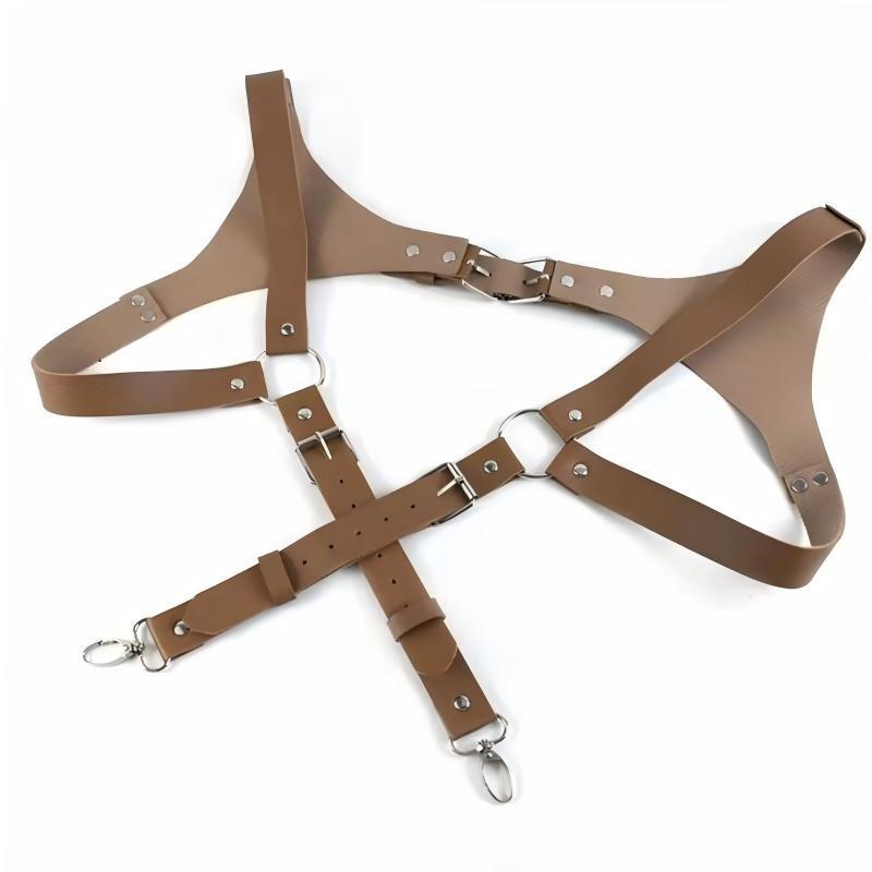 1pcs Suspender Pria Kulit Pu Suspender Kasual Gaya Inggris Bretel Pria Suspender Dewasa