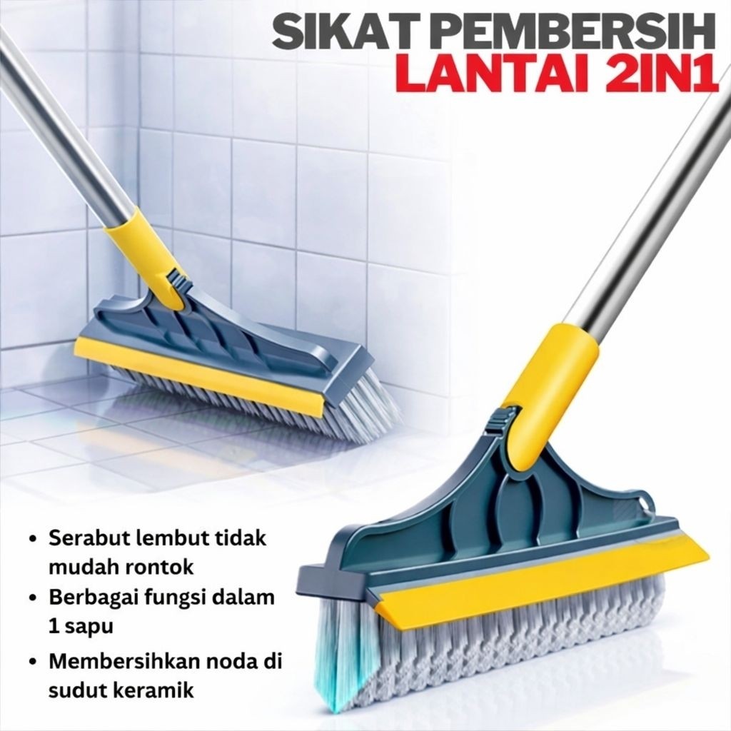 Sikat Lantai Toilet 2IN1 Sikat Toilet Ganggang Panjang Sikat Serbaguna