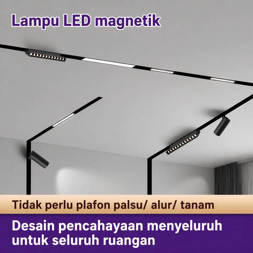 LUXFORCE Lampu LED Track Magnet 48V / Lampu Track Magnetik / Lampu Rel Track Magnet